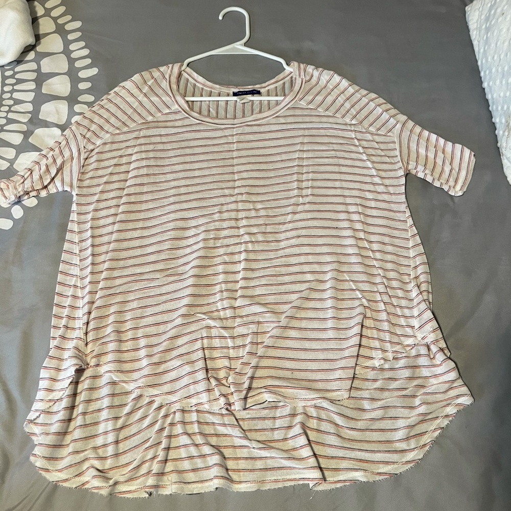 Black, red, and blue stripped shirt, M